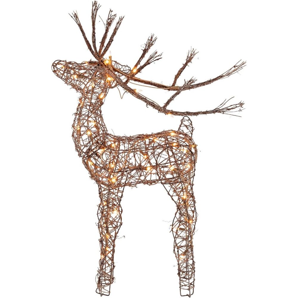 Stunning 35" Outdoor Rattan Reindeer with 50 LED Lights for Christmas Elegance - Picture 7 of 13